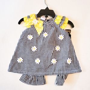 3-6 month baby girl gingham outfit with sunflowers